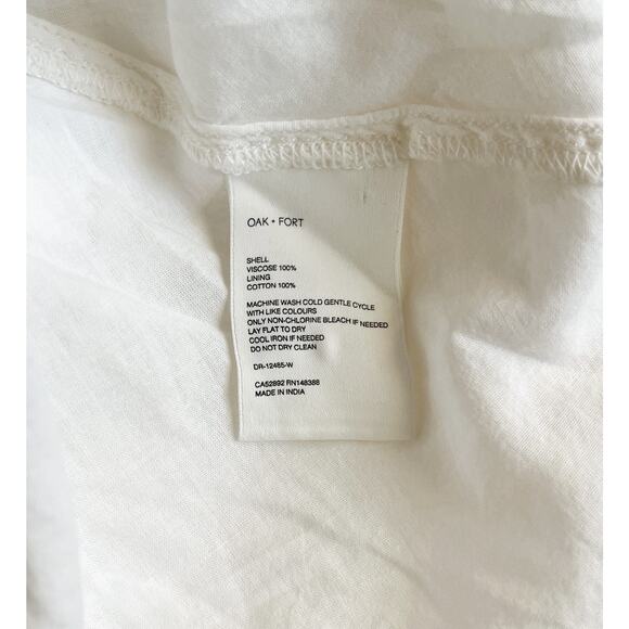 Oak + Fort Off Shoulder Crinkled Midi Tiered Dress Cream White Size Large NEW - Picture 9 of 9